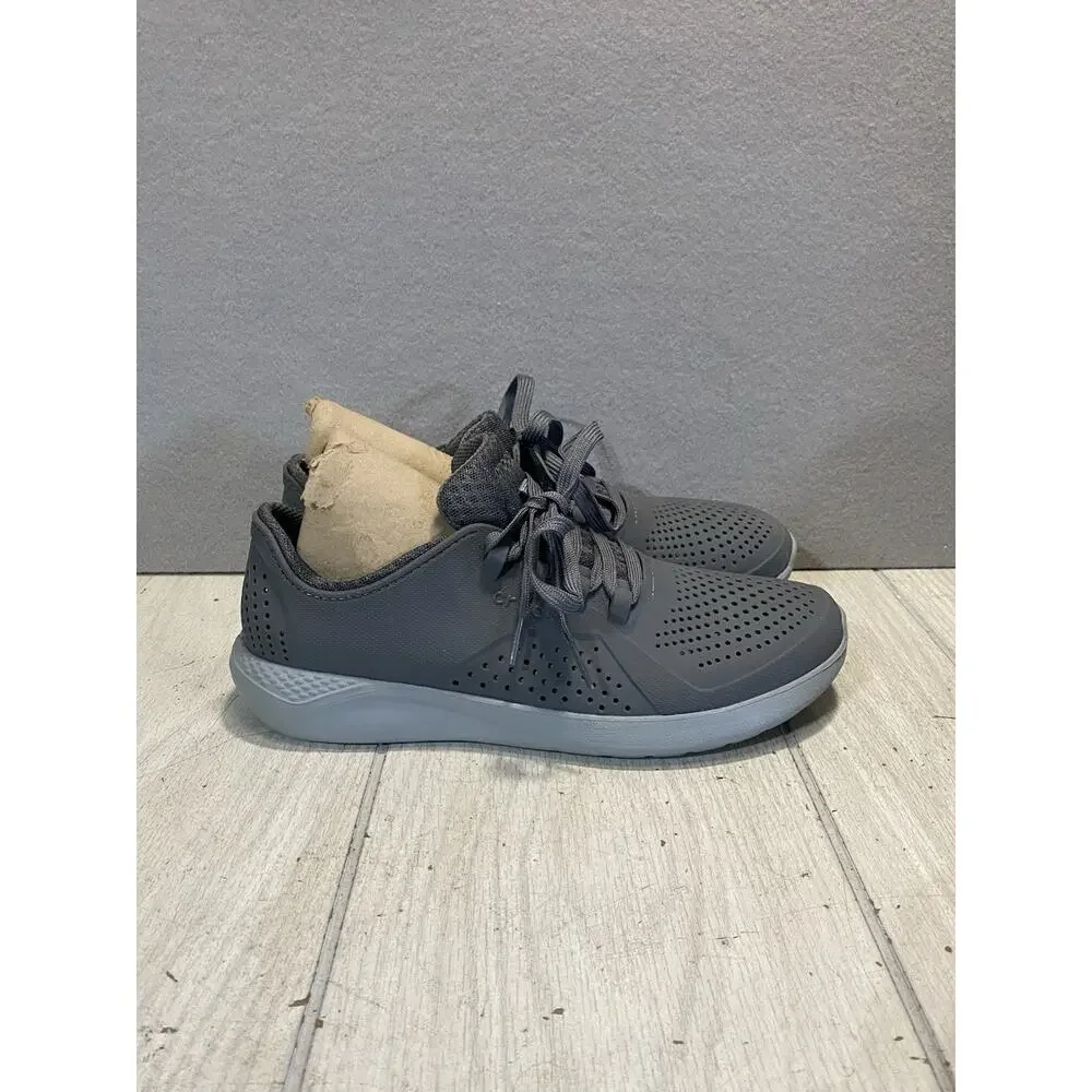 Crocs 204967 LiteRide Pacer Mens Gray WP Lace Up Comfort Sneaker Size 8